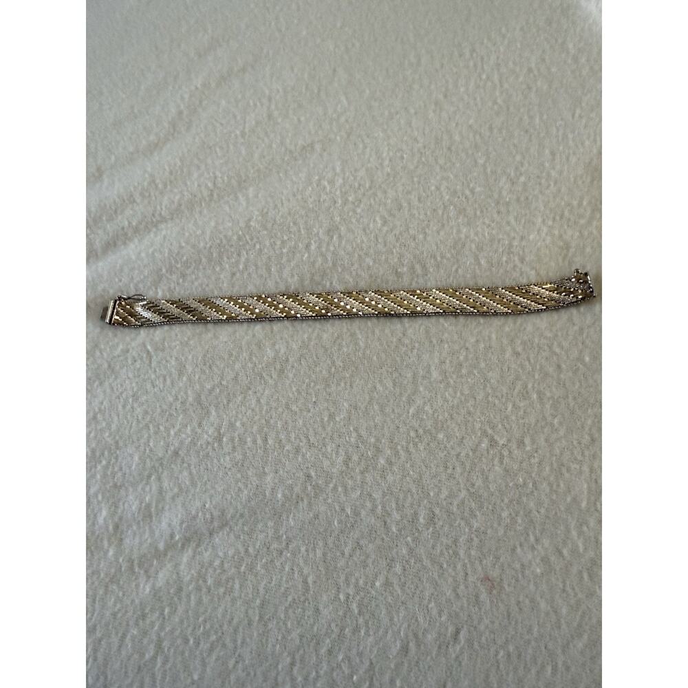 VINTAGE 925 STERLING SILVER WOVEN CHEVRON ITALY RICCIO LINK BRACELET